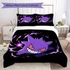 High Quality Gengar Pattern 3Pcs Duvet Cover Set Soft Microfiber Bed Set For Anime Lovers No Sheet No Comforter