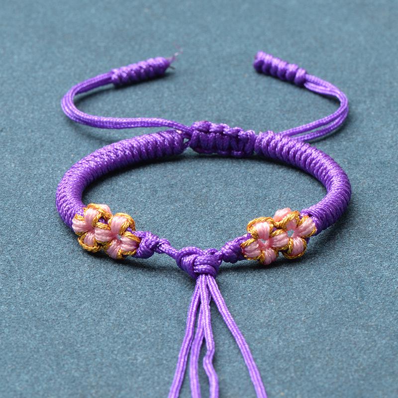 Ręcznie robiona tkana bransoletka z węzłem brzoskwiniowym na sznurku - DIY Szczęśliwy jadeitowy sznurek pleciony ręcznie w stylu chińskim