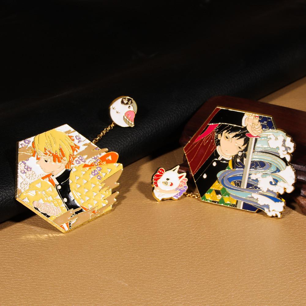 Demon Slayer Kimetsu No Yaiba Alloy Brooch With Electroplated Finish For Cosplay And Daily Wear