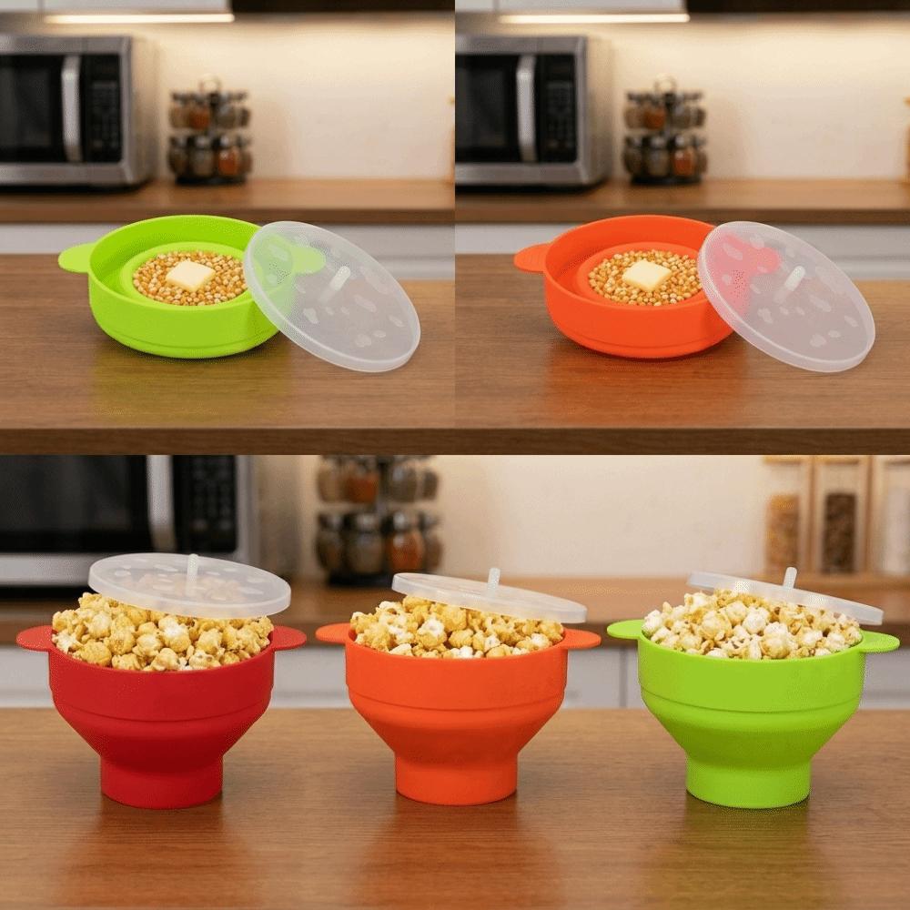 Round Snack Storage Pail Collapsible Fold Popcorn Holder Non-toxic Snack Tub Party