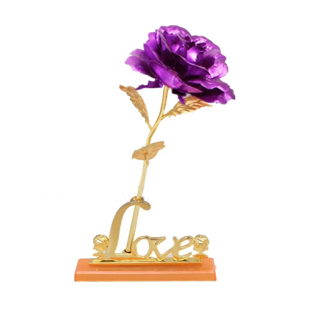 Flores Artificiais Douradas Rosa Banhada a Folha de Ouro 24K Presente de Dia dos Namorados para Esposa Casamento Dia das Mães Amor Eterno Rosas Douradas