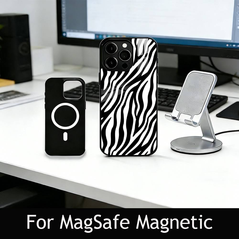 p-Zebra print Phone Case For iPhone17,16,15,14,13,12,11 Plus,Pro Magnetic For Magsafe Wireless Charging