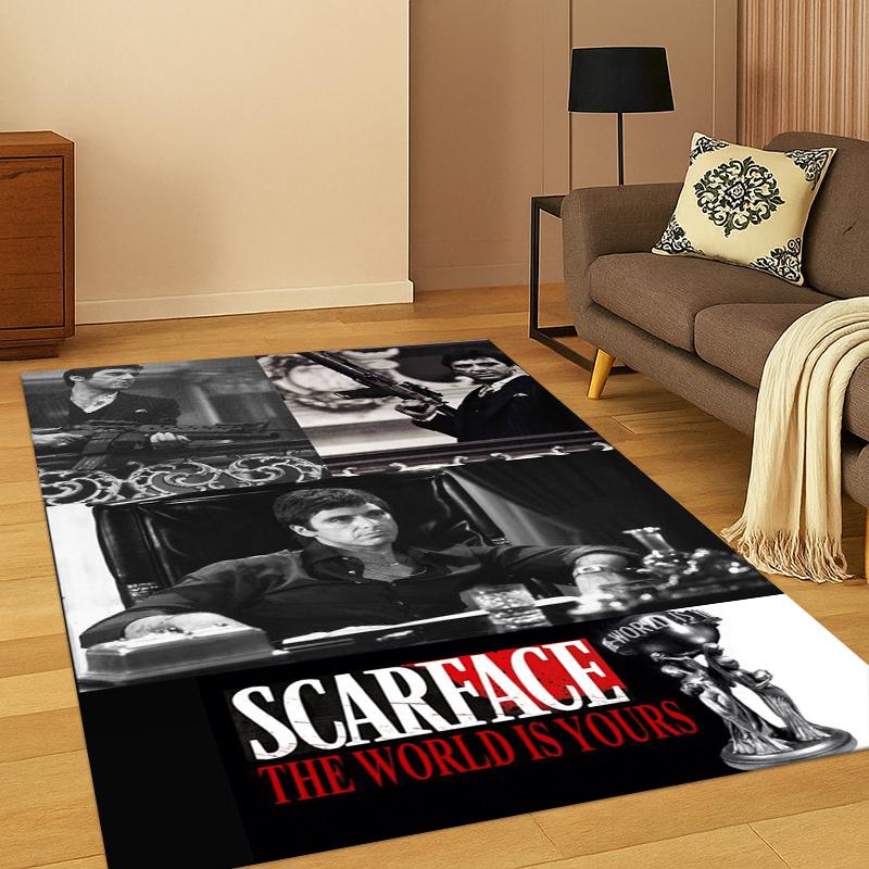 

3D Ковер Scarface Классический Фильм Тони для Спальни Гостиной Дивана Игровой Комнаты Придверный Коврик Домашний Декор, Детская Игровая Зона Ковер Нескользящий 40x60cm