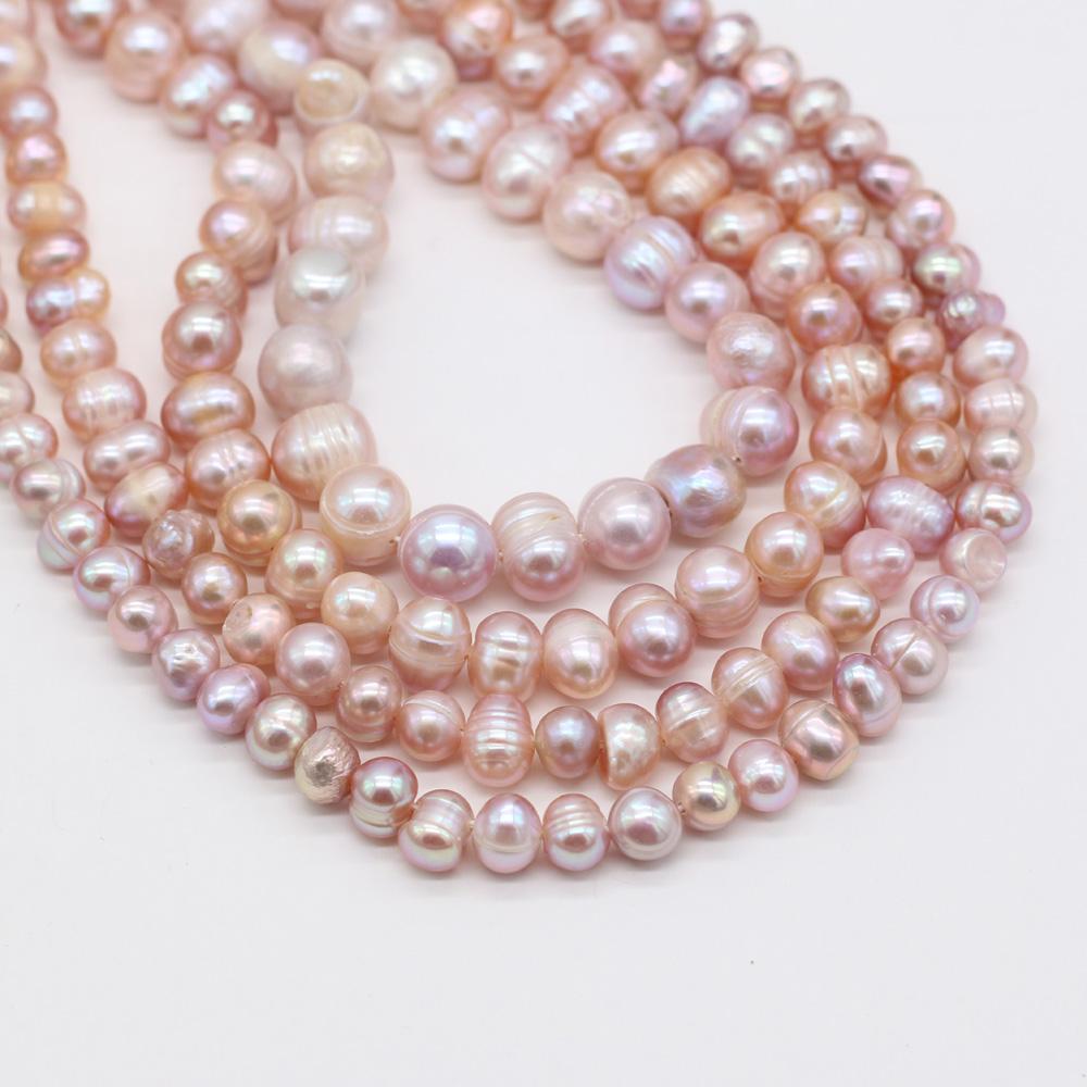 1String, Purple Natural Freshwater Pearls, Handcrafted Round Pearl Beads for DIY Necklaces, Jewelry Making Supplies 36cm