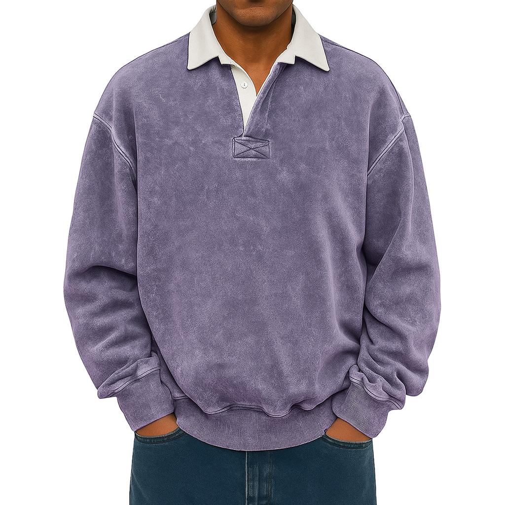 Men's  Leisure  Flip Collar  Long Sleeves  Pullover  Hoodie