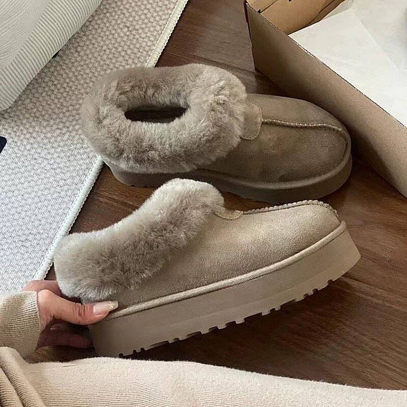Snow boots women's new winter velvet thickened one-pedal women's shoes autumn and winter fluffy shoes cotton shoes women's