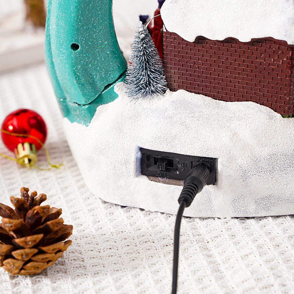 LED Boże Narodzenie Zimowy Krajobraz Wioska Dom Muzyczna Fontanna z Kolorowym Światłem Rzeźba do Domu Dekoracja Stołu Prezent