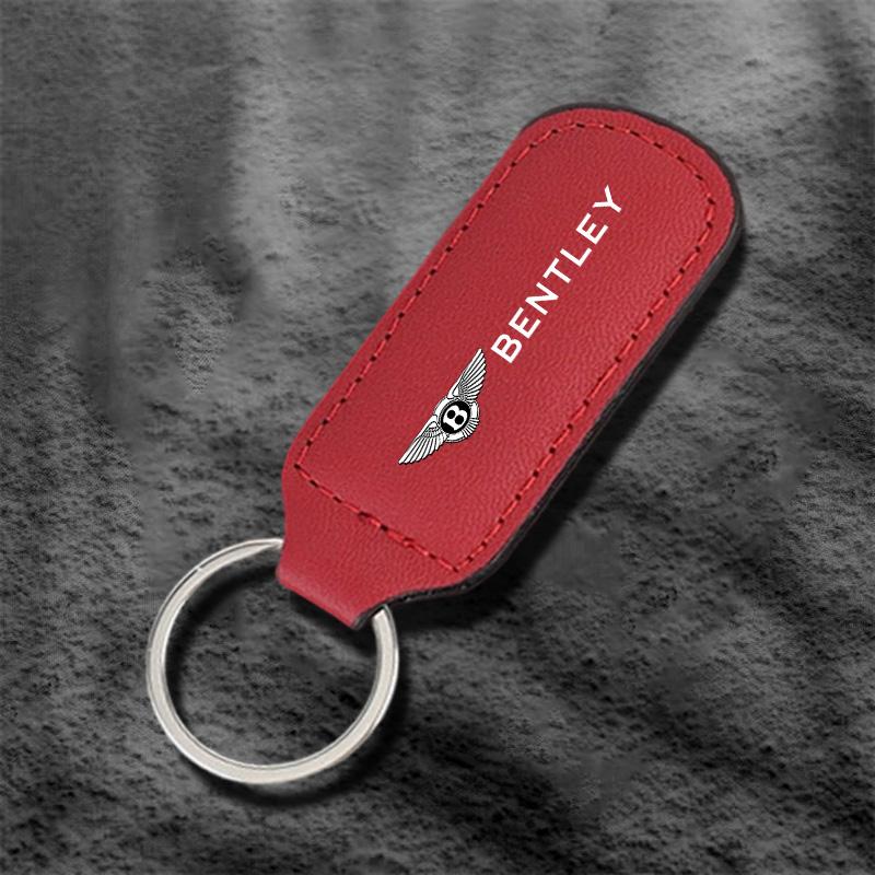 Skórzany Brelok do Kluczy z Emblematem Samochodowym Brelok do Kluczy Wisiorek do Kluczy dla Bentley Continental GT MULLINER Bentayga Flying Hurtling Spur Akcesoria Samochodowe