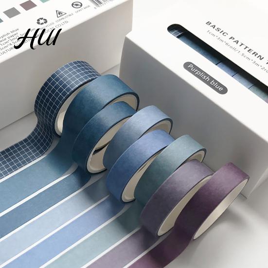Scrapbooking Decorative Tape 8 Rolls Washi Set, Stickers, Aesthetic Solid Color Tapes Neat Storage Set for Supplies, Journaling Junk Journal, Wrapping