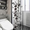 Black Floral Iris Vine Mirror Glass Sticker Home Bathroom Decoration Self-Adhesive Wall Sticker