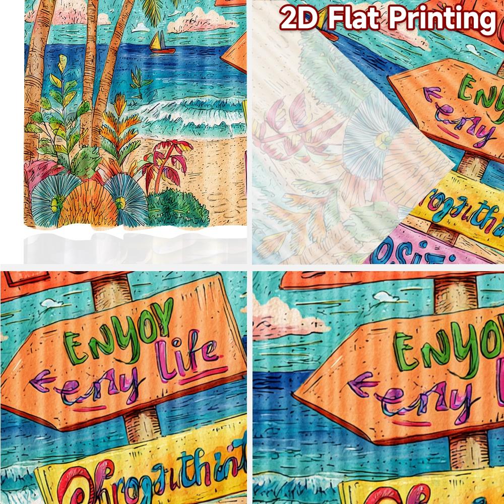 2 Stück, 2D-FLACHDRUCK Vorhänge (Ohne Stange) Strandrichtung Moderne Modische Vorhänge während der Weihnachtsferien