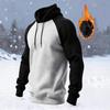 2025 Herren Retro Lässiger Schulterfleck Farbe Locker Kapuzen-Sweatshirt mit Fleece und Verdickung