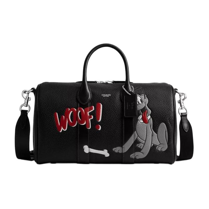 

COACH Disney Disney Collaboration 35 Pluto Cartoon Pattern Calfskin Handbag Large Women s Black чорний