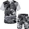 Summer New Men's Short Sleeved Shorts T-shirt Set with 3D Printed Flame Pattern Casual T-shirt Set with Fashionable Sweatshirt