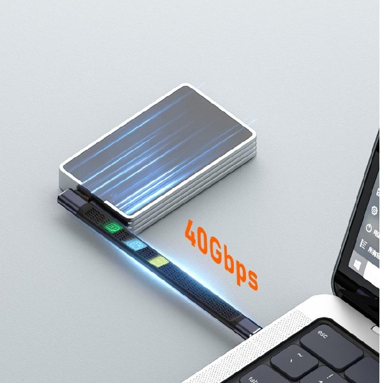 40Gbps USB C Data Cable 240W Fast Charging Short Silicone Cord Tangles Resistant for Travel Use