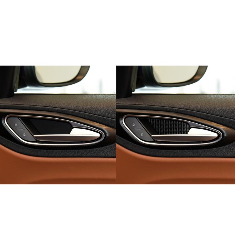 Carbon Fiber Car Accessories Door Handle Bowl Panel Modified Interior Trim Cover Soft Sticker For Alfa Romeo Giulia 2017-