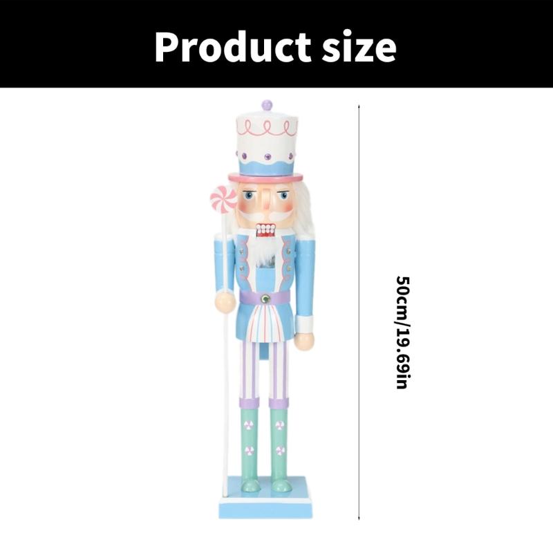 Elegant Wood Nutcrackers Ornament Stylish 50CM Nutcrackers Figure Decoration from Candy Series for Desk or Mantels