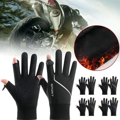 Gloves Black Waterproof Winter Warm Gloves Full Finger Gloves Cycling Touch Outdoor Screen Men's Sports Gloves U7C5