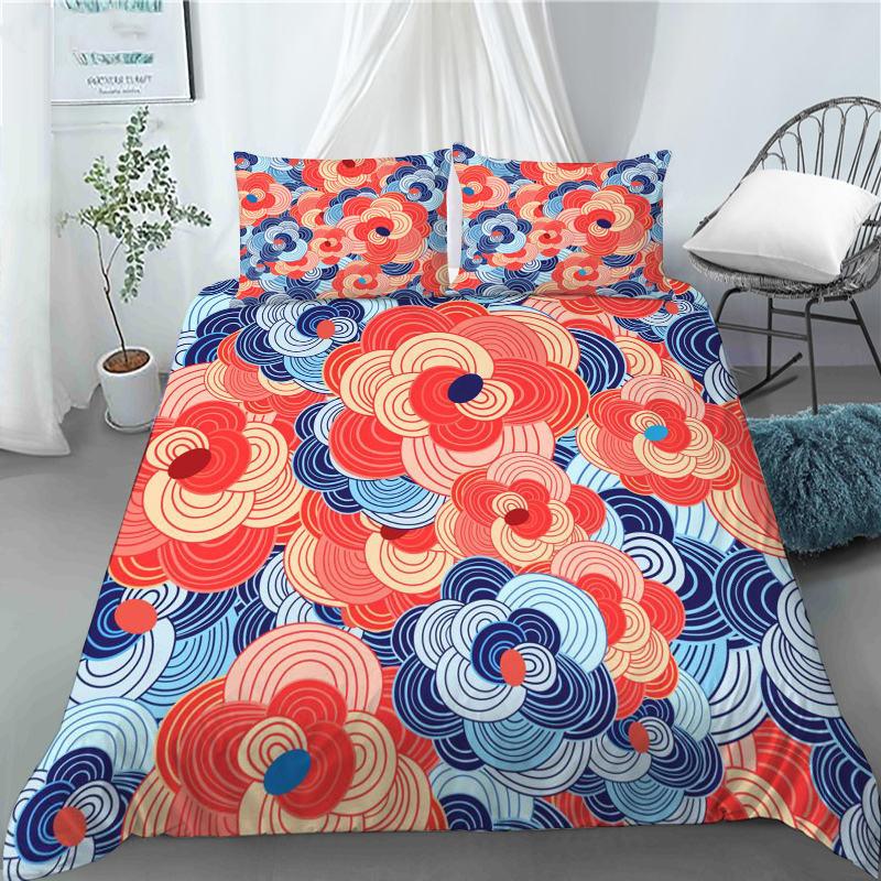 3D Japanese Wave Pattern Duvet Cover Set Fashion Polyester Quilt Cover with Pillowcase for Children Women Home Room Decor Gifts