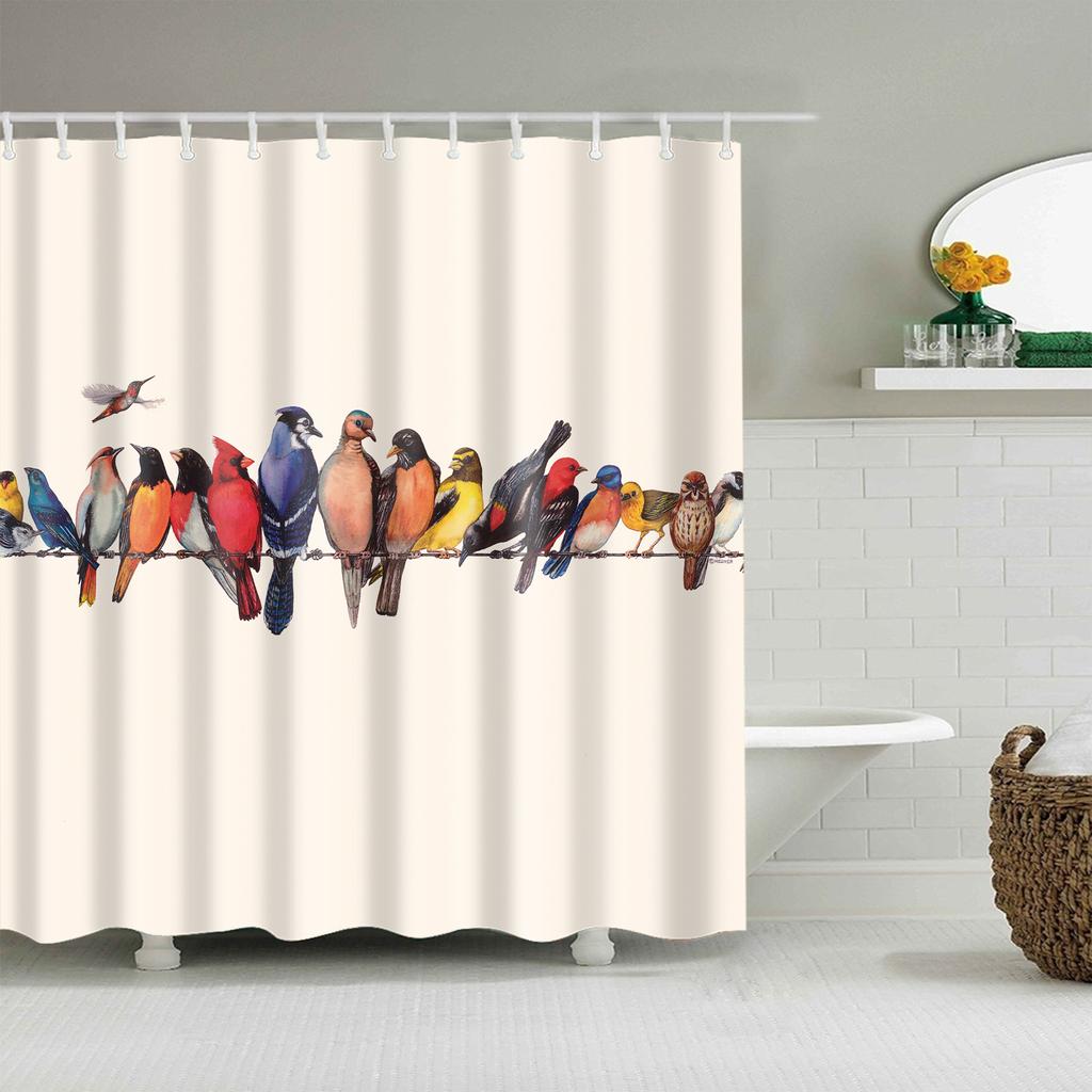 Animals Birds Owl Butterfly Flamingo Shower Curtains Bathroom Curtain Frabic Waterproof Polyester Bathroom Curtain with Hooks