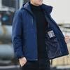Men Winter Parka Fleece Lined Hat Detachable Thick Warm Hooded Warm Hat Coat Male Plush Jacket Autumn Outwearing