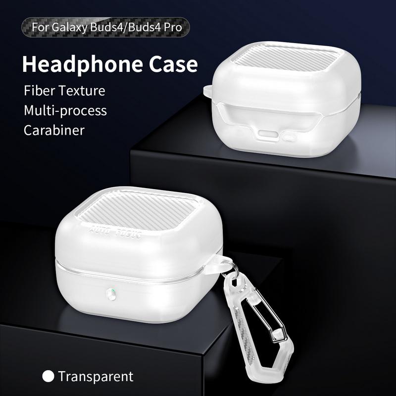 Buds 4 Pro Case Carbon Fiber Texture Earphone Case Cover For Samsung Galaxy Buds 3 FE 4 Pro with Keychain Shockproof Earphone Charging Box