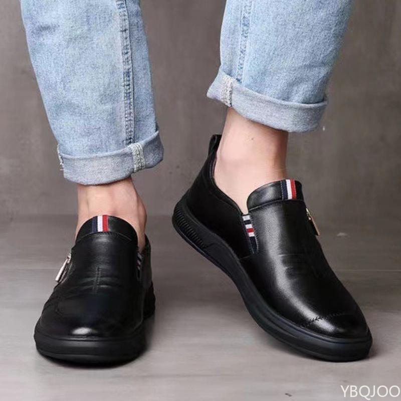 

Men s Fashi New Zipper Casual Comfortable Loafers Spring and Autumn Fashi Street Style Business Men s White Flat Shoes 40 чорний