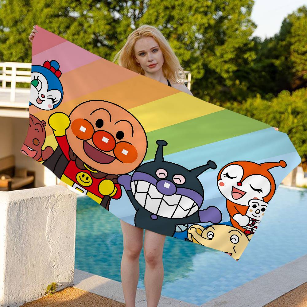 A-Anpanman Anime Microfiber Printed Beach Towel Mountain Climbing Yoga Beach Swimming Running Absorbent Soft Towel