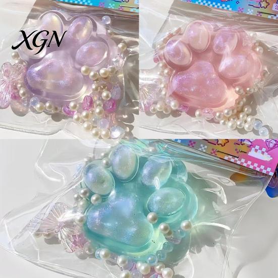 TPR Stress Ball Colorful Transparent Cat Paw Squeeze Toy Soft Fidget for Hand Relief Fun Birthday Christmas Gift Kids Adults