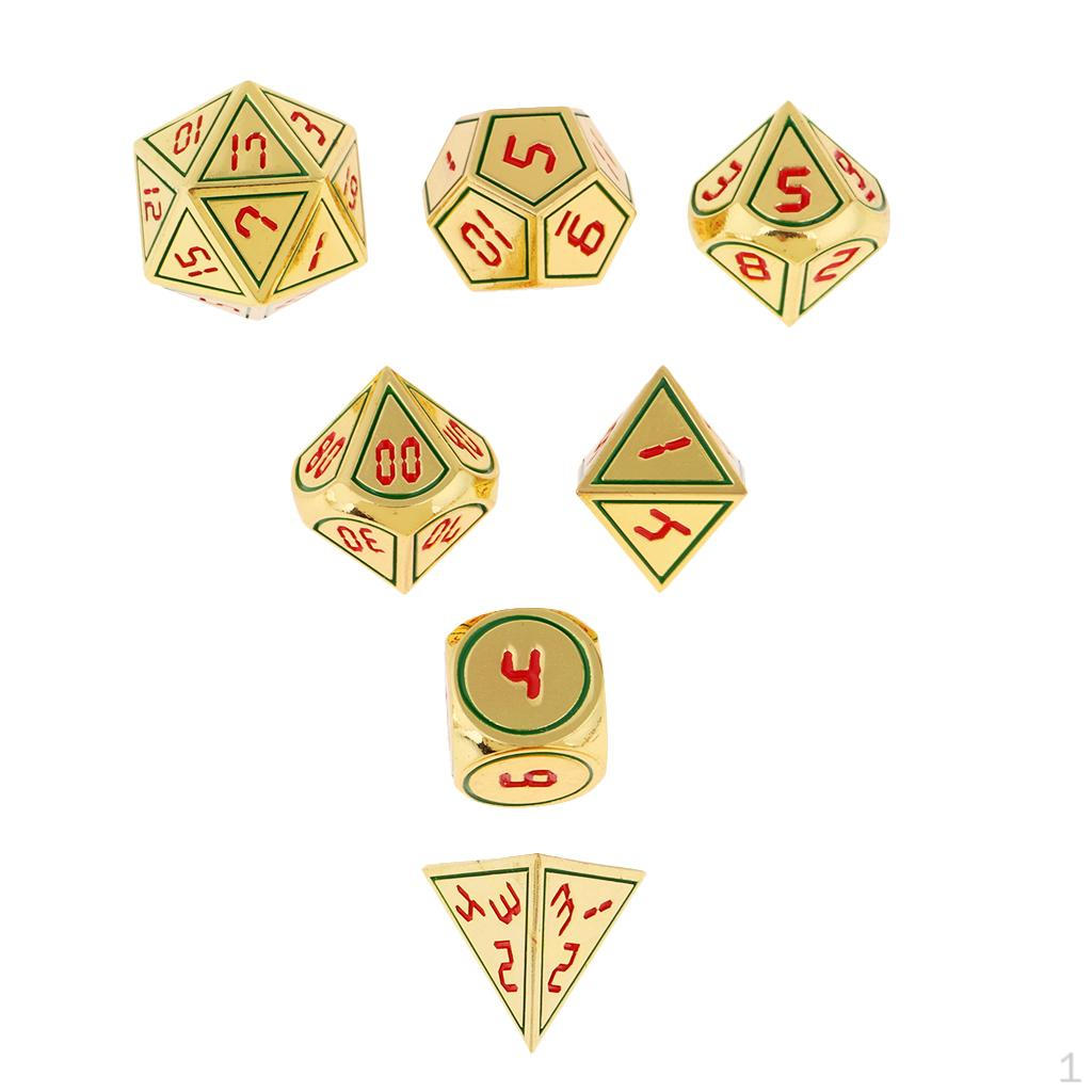 7 Pcs. Vintage D4 D20 Metal Cube For Board Game, Zinc Alloy