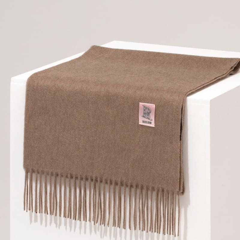 RECLOW RECLOW LAND 100% Cashmere Muffler Sand Brown