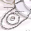 Trendy Stainless Steel Cuban Chain Bracelet Necklace Ring Set For Men Women Minimalist Silver Color Hip Hop Party Jewelry Sets