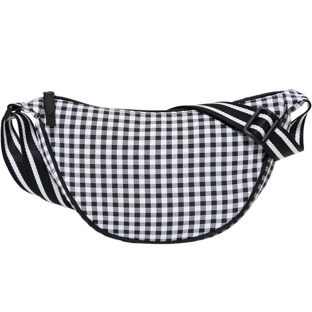 Checkered Dumpling Bag for Commuting Women, Trendy Crossbody Bag, Lightweight Small Crossbody Bag