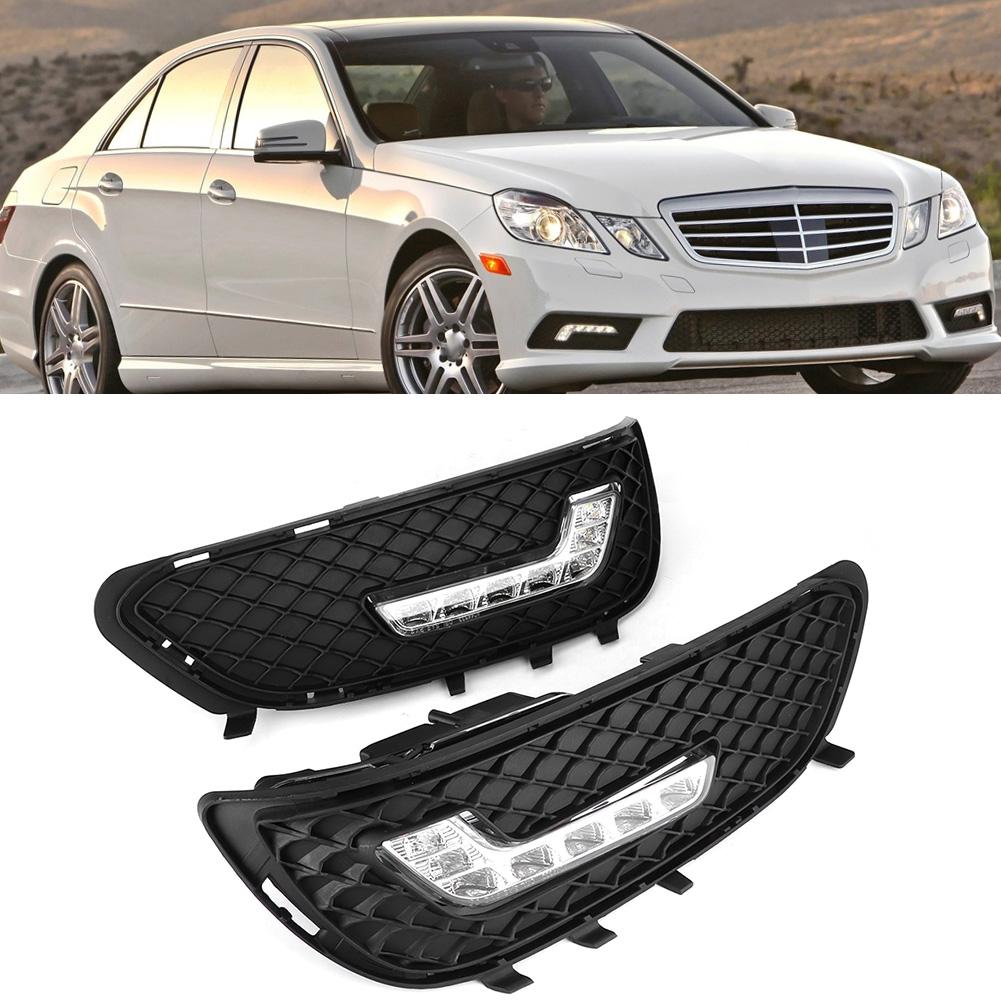 Luz de circulación diurna LED DRL en forma de L Compatible con Mercedes Benz Clase E W212 E180 E200 E260 E320 E400 2009 2010