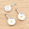 6pcs Charms Pendant 32x17mm Funny Egg Omelette Pan DIY Jewelry Making Accessories for Necklace Keychains Findings