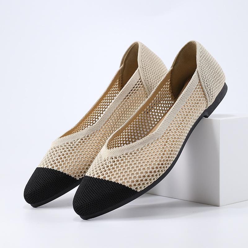 

Women s shoes summer new pointed flat shoes mesh surface shallow mouth comfortable breathable fashion versatile women s flat shoes 42
