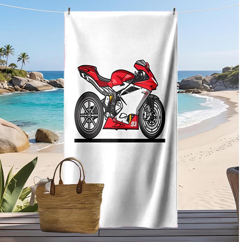 Asciugamano da Spiaggia Mv Agusta Stampato Asciugatura Rapida Asciugamano da Bagno Super Assorbente Morbido Leggero per Piscina Viaggi Estivi