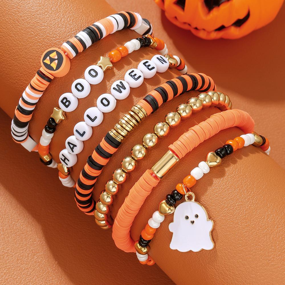 Hot Sale Acrylic Bracelet Set Halloween Bracelet Cartoon Ghost Pumpkin Jewelry Horror Dress Up Ornament