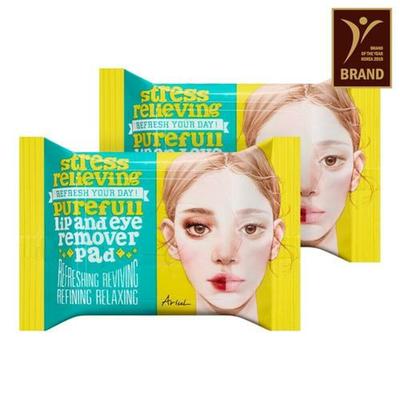 Tampon démaquillant pour les lèvres et les yeux Purefull anti-stress, 30 feuilles x 2 paquets