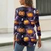 Top T-shirt da donna con scollo a V, bottoni, maniche a tre quarti, per Halloween