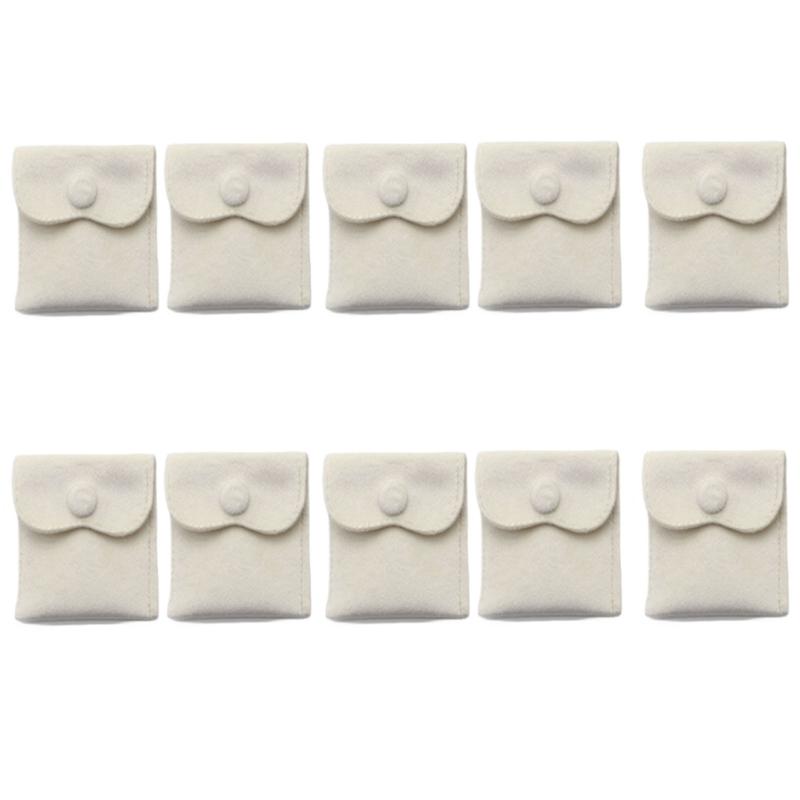 Soft Velvety Jewelry Storage Pouches, 10 Separate Snap-Button Bags for Sorting, Travel Carrying, and Gift Presentation