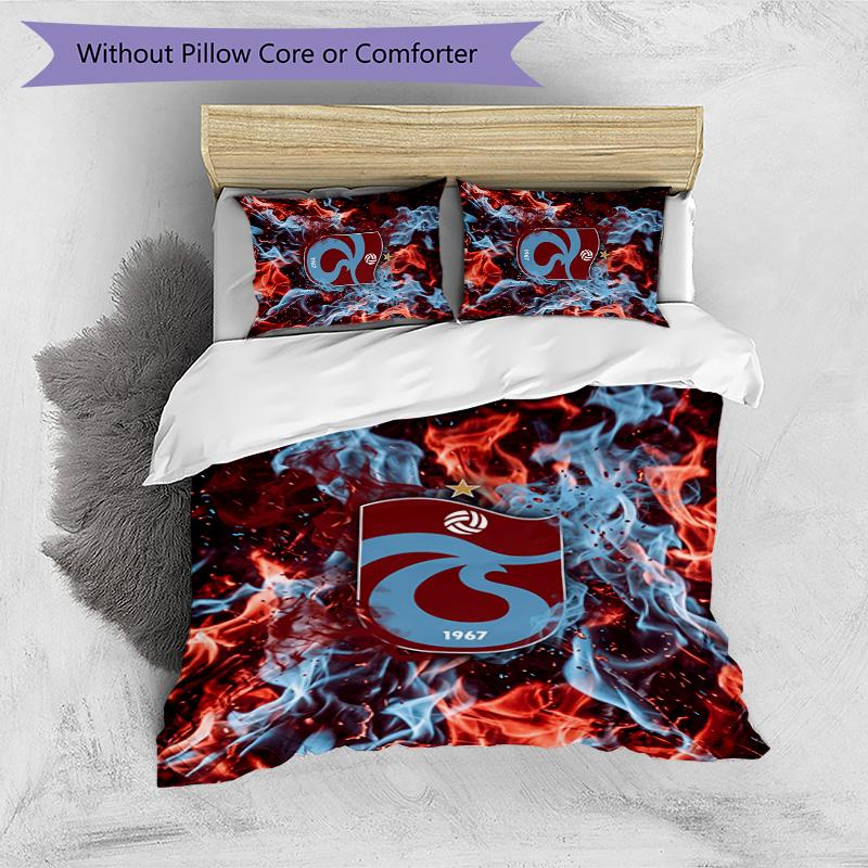 Set Lenzuola Trabzonspor FC Stampato 3 Pezzi Copripiumino Traspirante con Federe Biancheria da Letto Decorativa per Camera da Letto Casa