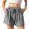 Summer Fashion Women's New Striped Printed Lace-up Casual Shorts