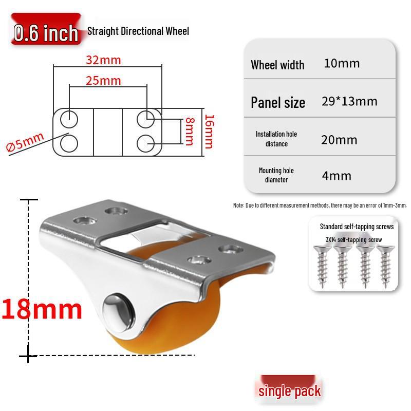 Silent 1-inch Swivel Caster for Tatami Drawer Cabinet with Rubber Wheel