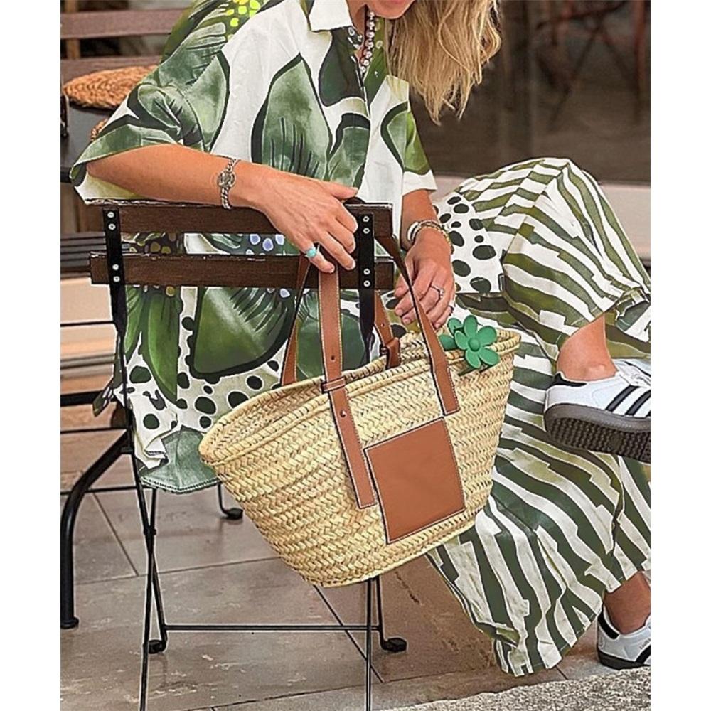 Set de damă casual, cămașă cu imprimeu floral, pantaloni, set din două piese