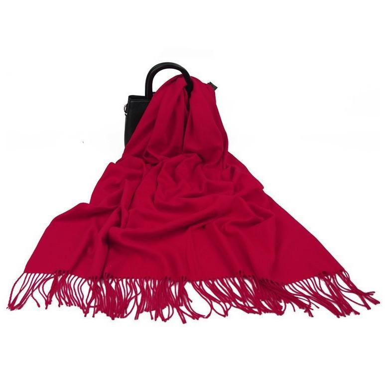 Großer roter Schal, hochwertiger und vielseitiger Woll-Kaschmir-Schal für Damen, Winterschal im koreanischen Stil, einfarbig