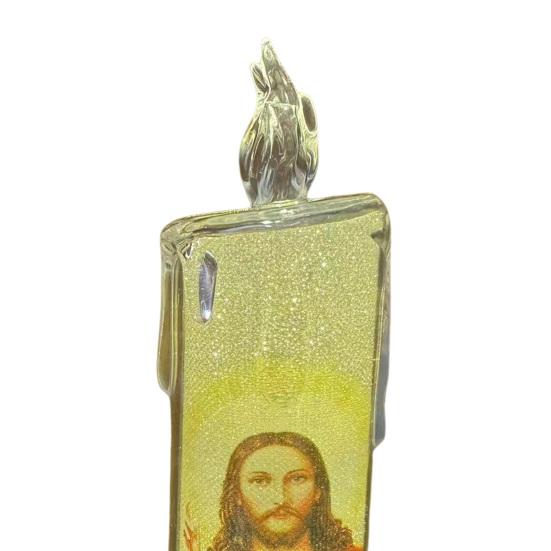 1/6Pcs LED Flameless Prayer Candles Flickering Fake Candle Jesus Devotional Prayer Candle Light Religious Tea Lights Decoration