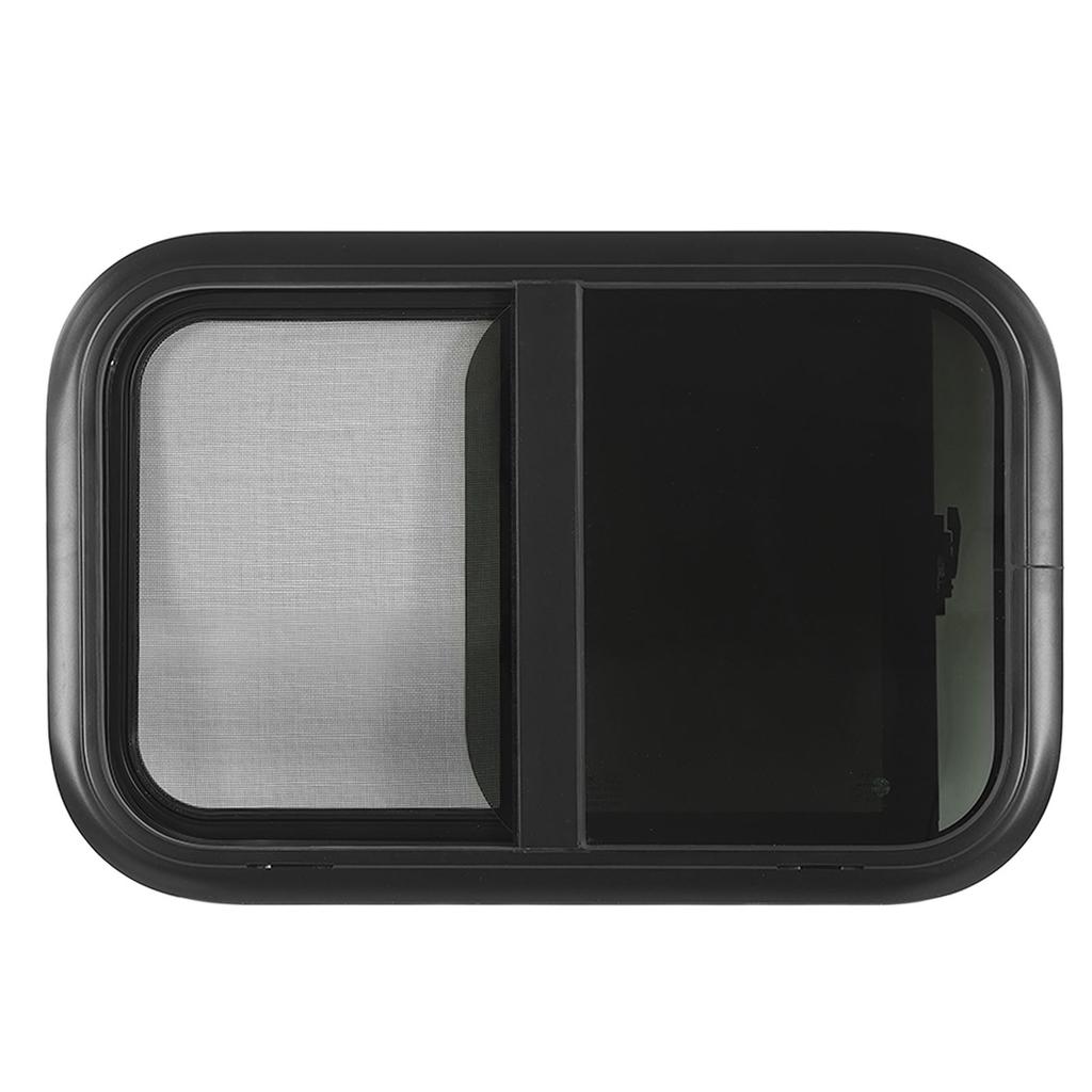 Horizontal Sliding RV Window 23.6 X 11.8in Uv Resistant Tempered Glass Window with Removable Insect Nets Black