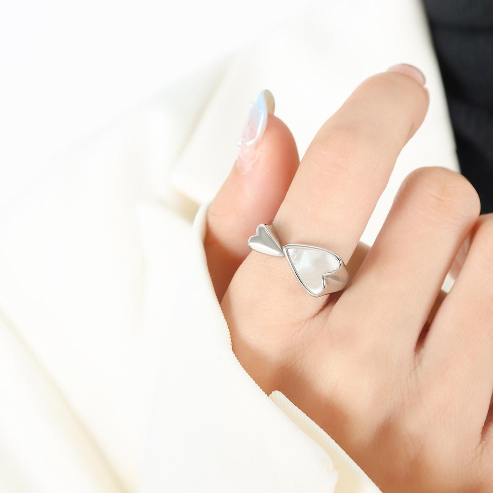 New In Heart-to-heart Ring Ladies Ins Style Simple  Double Love Korean Creative Rings