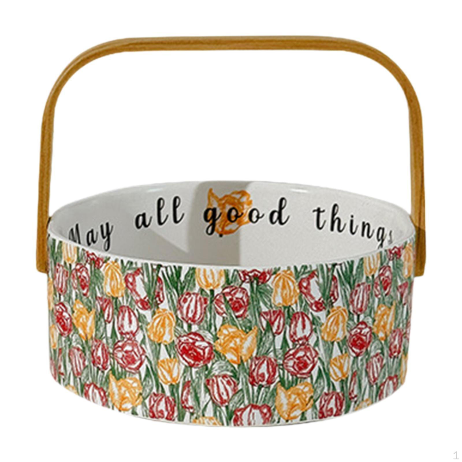 Керамическая корзина для фруктов и закусок, миска с ручкой Tulip